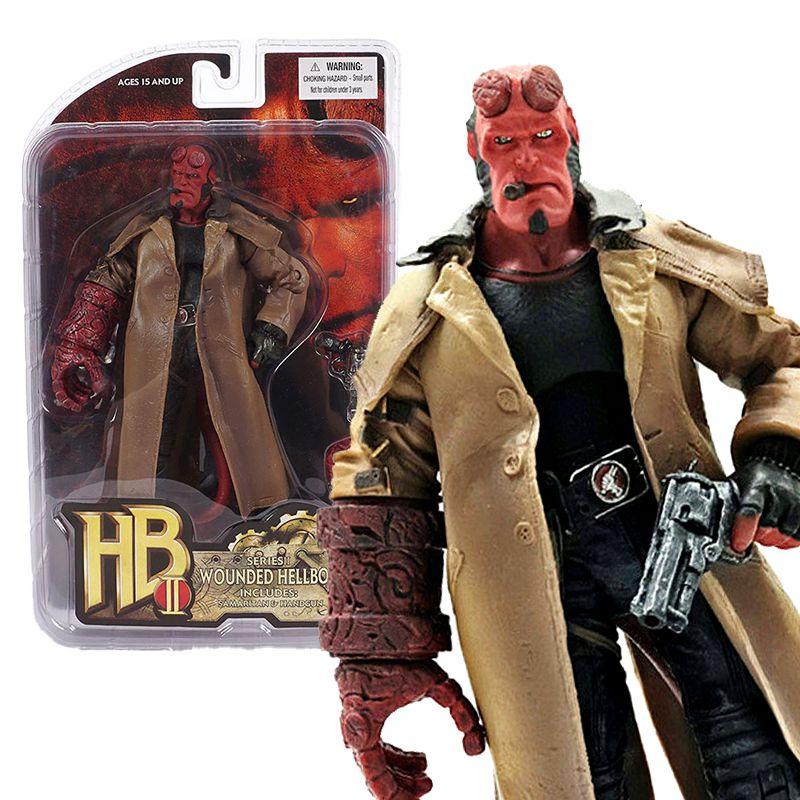 Action figure hellboy dois punhos hq quadrinhos boneco articulado