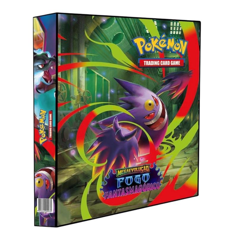 Álbum Pasta Fichário Pokemon Fogo Fantasmagórico Capa Dura Mega
