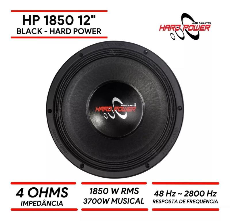 Alto Falante Woofer Hard Power HP1850 12Pol 1850W rms 4 ohms