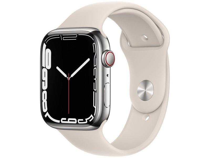 Apple Watch Series 7 45mm GPS + Cellular Prateada - Aço Inoxidável