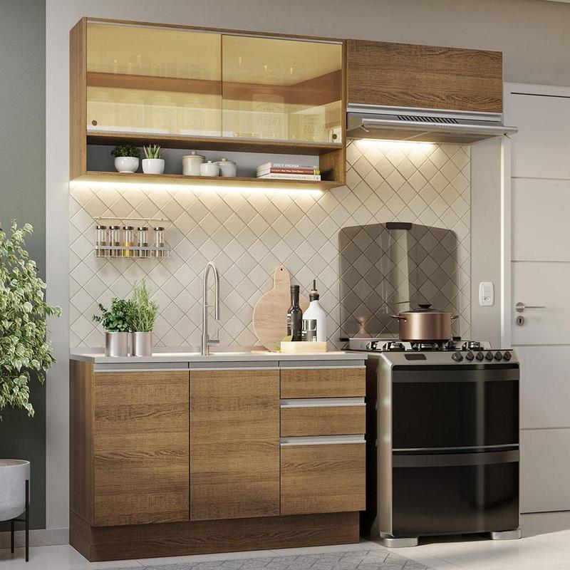 nissy× glamb Armário de Cozinha Compacta 200cm Rustic Glamy Madesa 08 - Armário