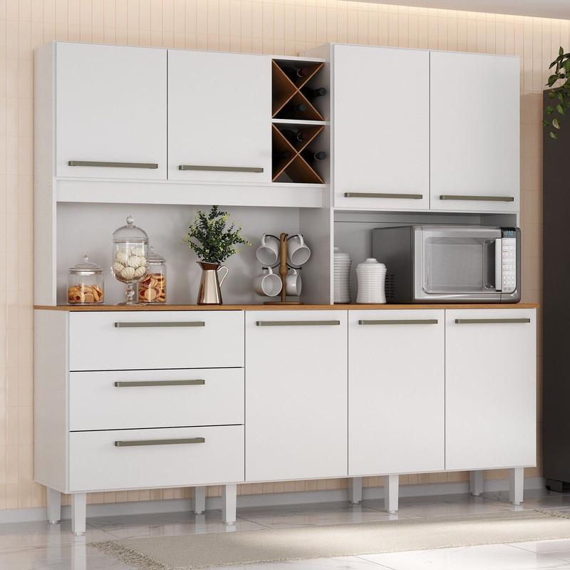 Armário para Cozinha 7 Portas 3 Gavetas com Balcão e Porta Armário para Cozinha 7 Portas 3 Gavetas com Balcão e Porta