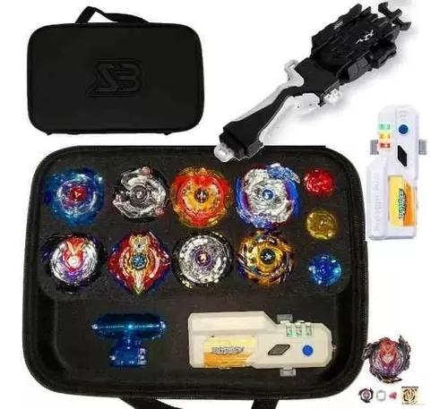 Beyblade Maleta Kit Com 8 Beyblade + Lançador Dupla Rotação - z3