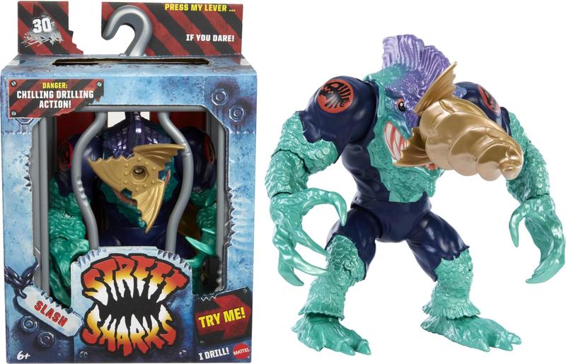 Boneco de ação Mattel Street Sharks Slash de 15 cm com Bite