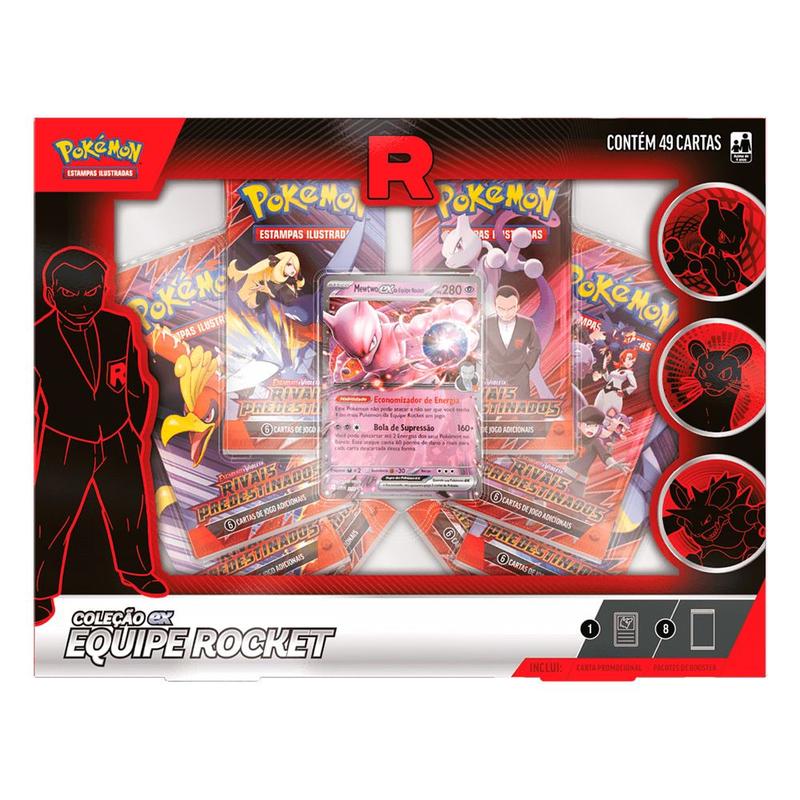 Box Pokémon Coleção Ex Equipe Rocket Mewtwo com 49 Cartas 10135