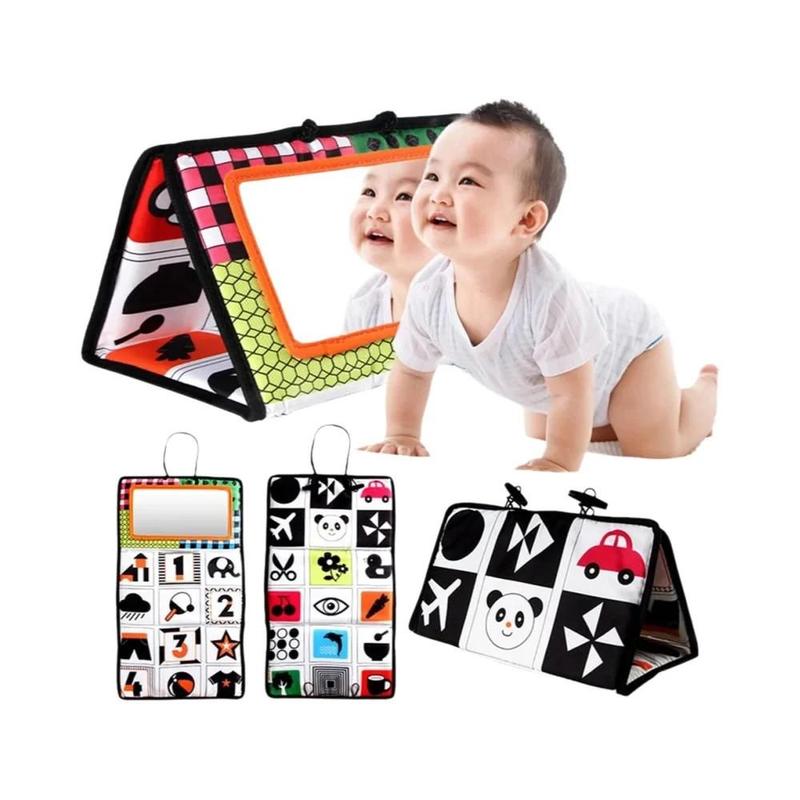 Brinquedo Espelho De Tummy Time Para Bebês Preto E Branco Desenvolvimento Montessori Alto Contraste