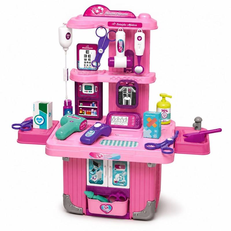Brinquedo Maleta Medica Infantil Kit Doutora Com Luz - DM Toys