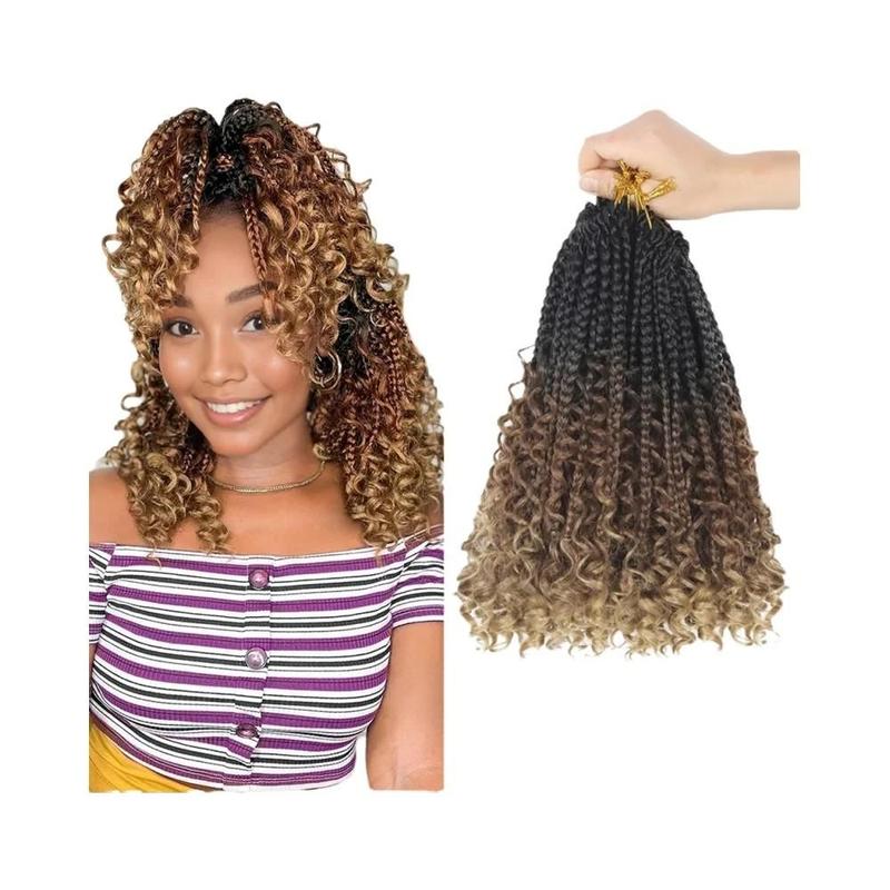 Cabelo Sintético Cacheado Boho Para Mulheres, Tranças Box Braids