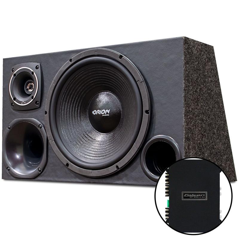 Caixa Trio Som Automotivo Falante 12 Sub + Falcon 500w Rms