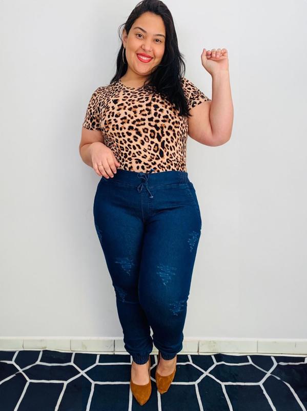 Calça Jeans Feminina Jogger, Plus Size,cintura Alta,elastano