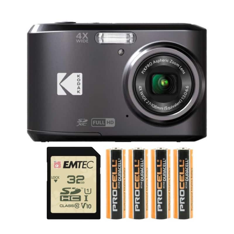 Câmera digital KODAK PIXPRO FZ45 preta com cartão SDHC de 32GB