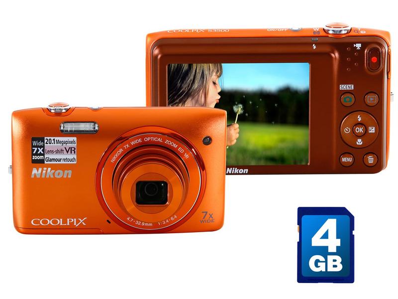 Câmera Digital Nikon Coolpix S3500 20.1MP LCD 2,7” - Zoom Óptico
