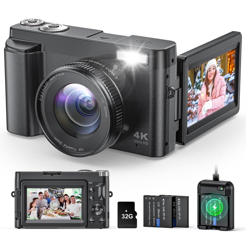 Câmera Digital Zosic 4K 48MP - com Cartão de 32GB e Carregador