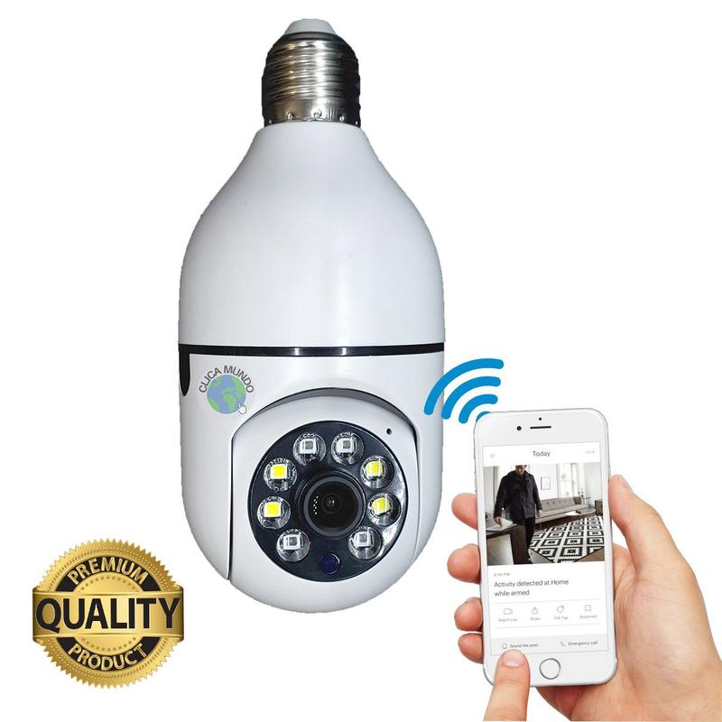 Camera Segurança Panoramica Lampada E27 Wifi Espia Com Rastreio de Movimento