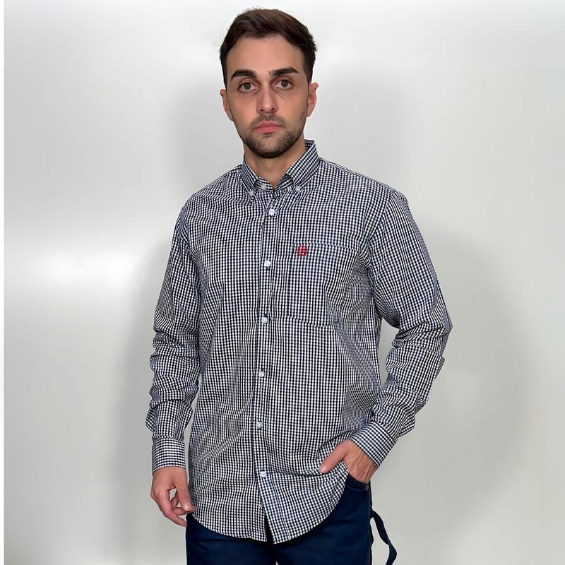 Camisa Txc Masculina Manga Longa Xadrez Azul Marinho - Camisa