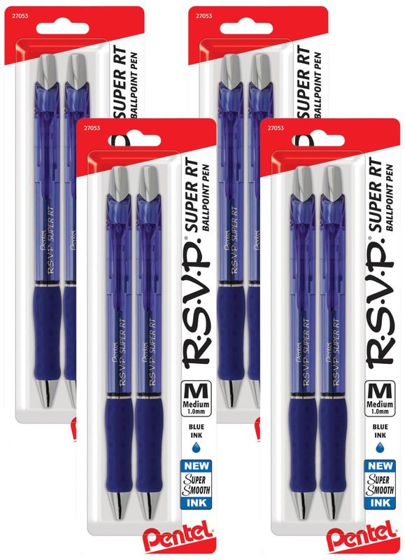 Caneta esferográfica Pentel RSVP Super RT de 1,0 mm com tinta azul
