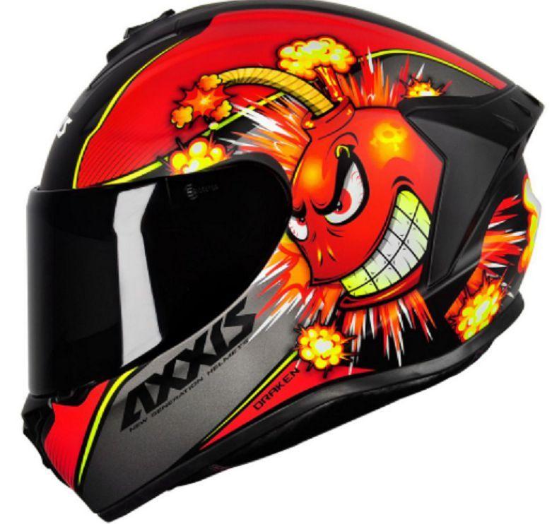 Capacete Axxis Draken Bomb Bomba Preto Vermelho Fosco - Capacete
