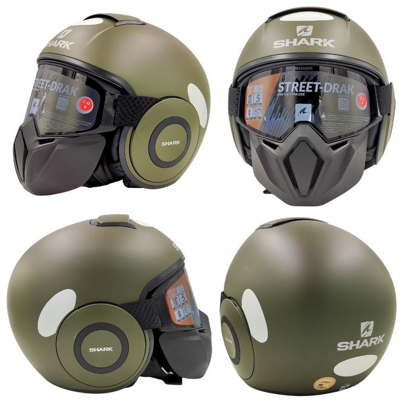 Capacete shark street drak blank mat green militar queixeira