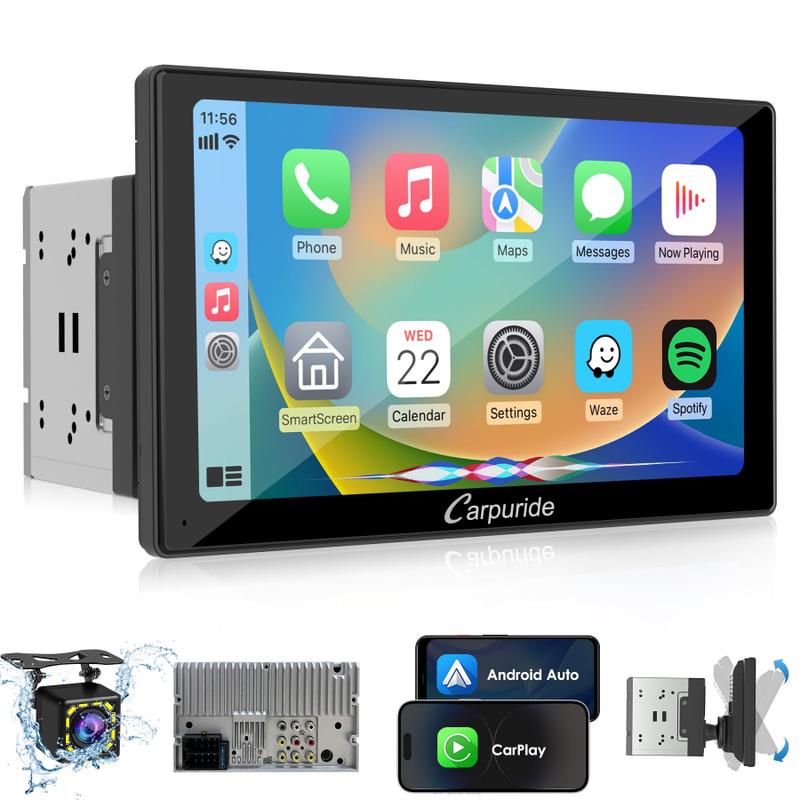 Carpuride estéreo para carro Double Din CarPlay Android Auto 9