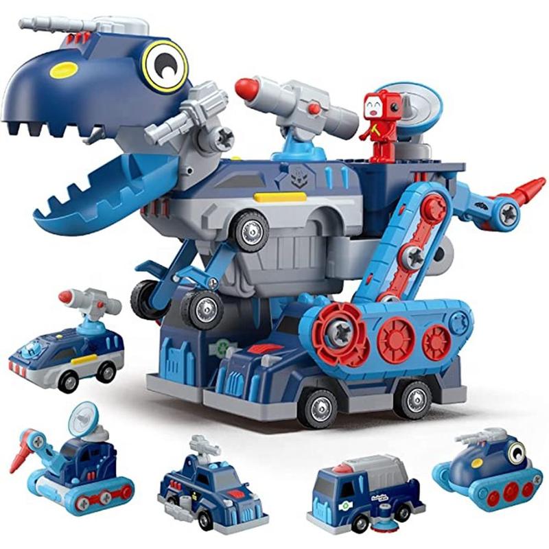 Carrinhos Transforma Dino 5 em 1 Construbots Educativo, Monta e Desmonta Mega...