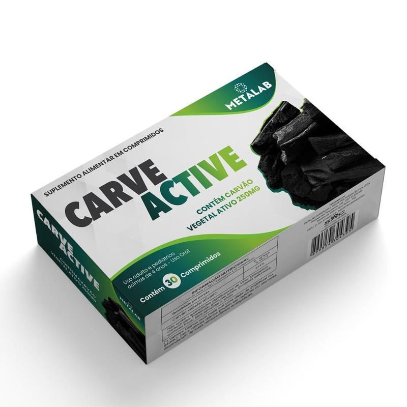 Carve active carvão vegetal ativado 250mg 30 cp - Metalab - Óleo