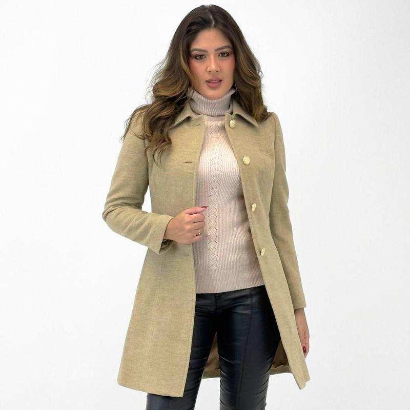 Casaco Malise 7/8 em Lã Batida Feminino - Casaco Feminino