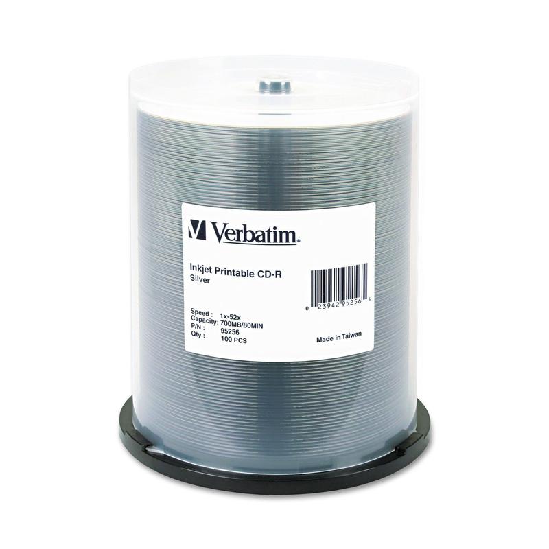 CD-R Verbatim 700MB 52X Silver Inkjet imprimível x100 - CD Virgem
