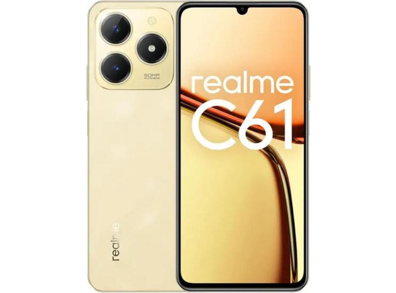 Celular Realme C61 256GB 6GB RAM Dual SIM NFC Tela 6.74 (Dourado