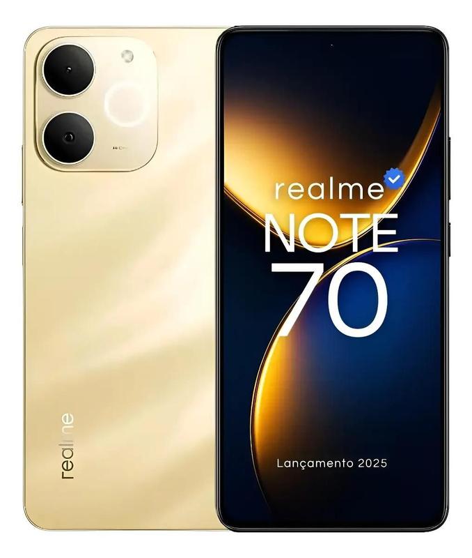 Celular Realme Note 70 Dourado Tela Grande Câmera 13MP - Realme