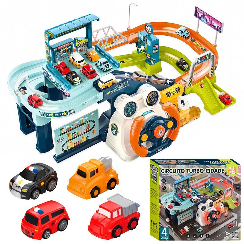Circuito Turbo Cidade Pista De Carrinhos Interativa Com Volante