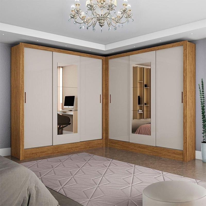 Closet Casal Duplo Dubai 6 Portas Com Espelho 6 Gavetas Cinamomo