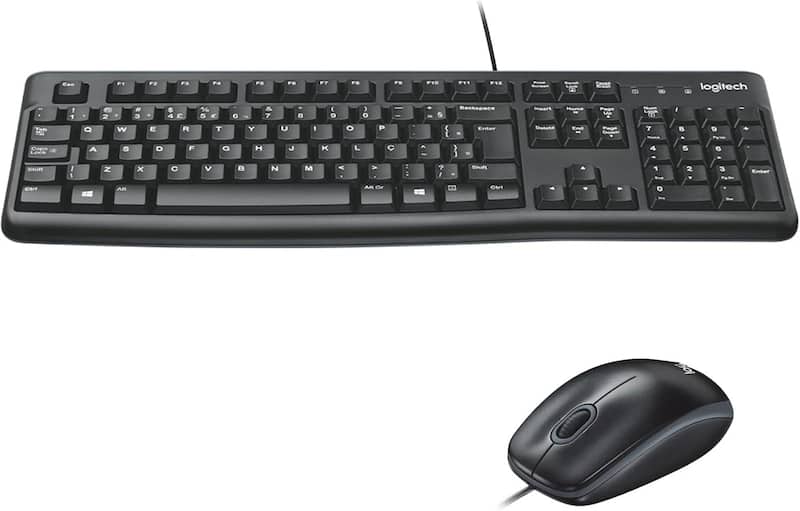Combo Teclado e Mouse USB com Fio Logitech MK120 ABNT2 Preto - Ergonômico e Durável