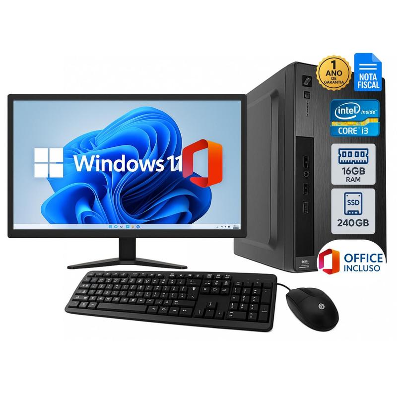Computador Completo Core i3 SSD 240GB 16GB RAM Monitor Teclado