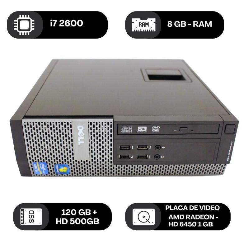 DELL OptiPlex 790 i7／2600 ＜ＳＳＤ＋ＨＤＤ＞ Computador Dell OptiPlex 790 i7 8GB RAM SSD 120GB HD 500GB - CPU