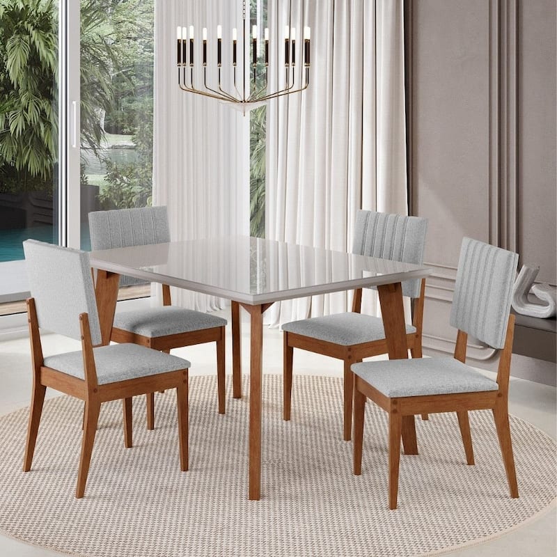 Conjunto Sala de Jantar Mesa 120cm com Tampo de Vidro Dubai com 4