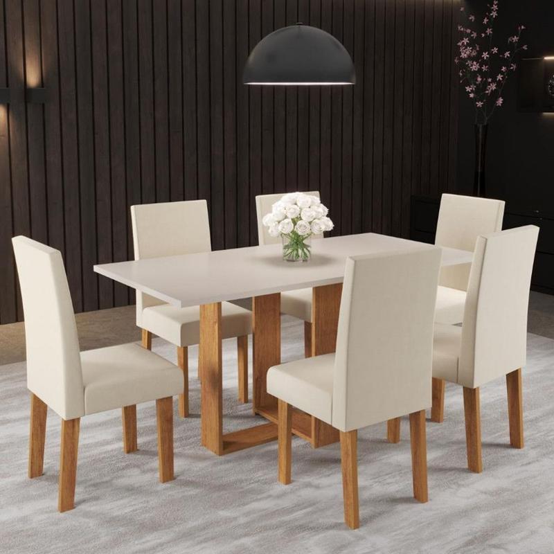 Conjunto Sala de Jantar Virtude 6 Cadeiras Venus Viero - Conjunto
