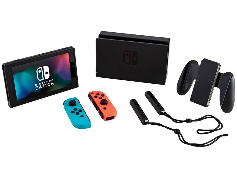 Console Nintendo Switch Neon Blue e Neon Red Joy-Con com Mario