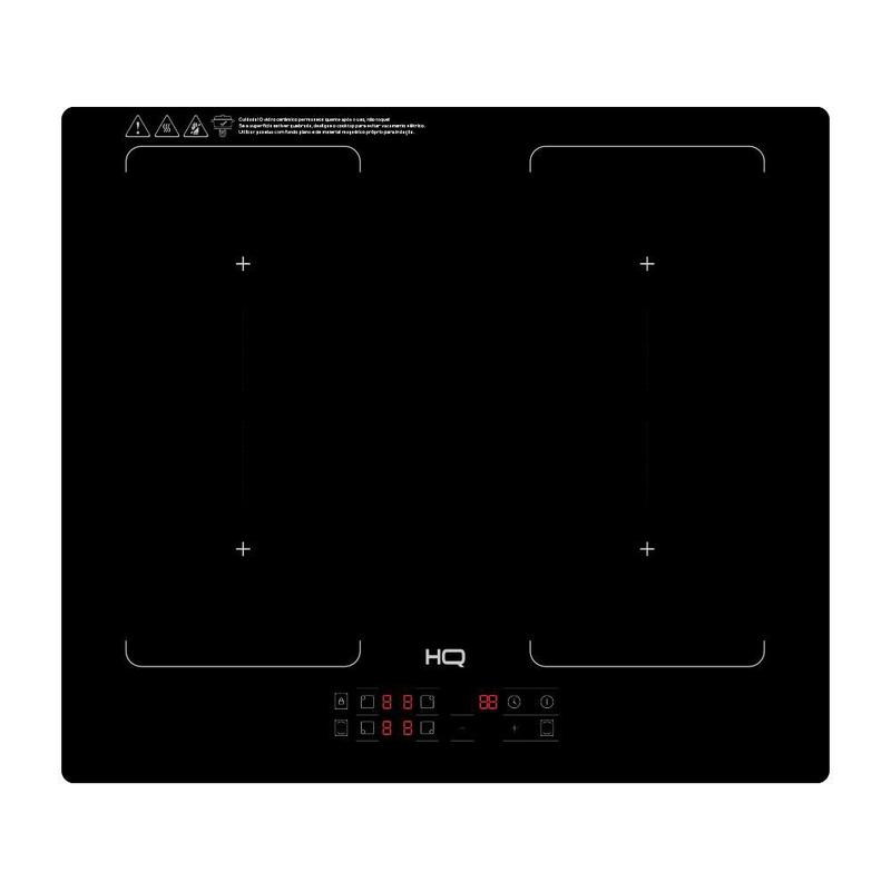 Cooktop De Indução Embutir HQ 4 Bocas Painel Touch Free Zone Preto