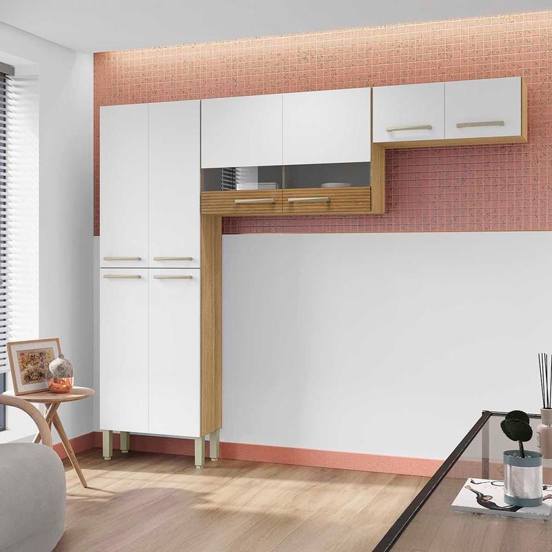Cozinha Compacta 3 peças 8 Portas Nala Kits Paraná - Armário de