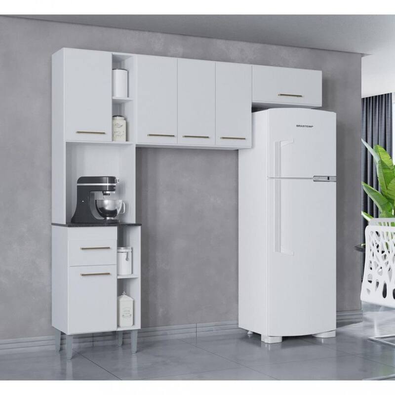 Cozinha Compacta 6 Portas 1 Gaveta Vitoria Poquema - Cozinha