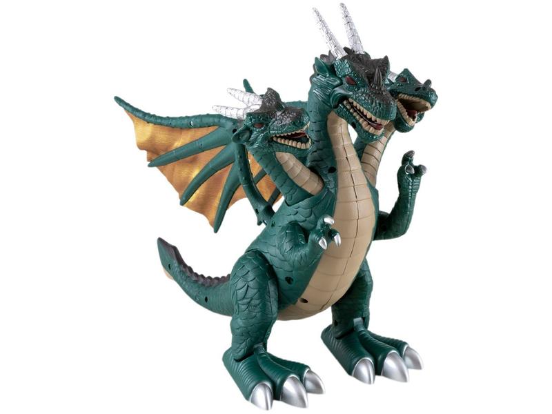 Dragão de Brinquedo 3 Cabeças - Emite Som e Luz Art Brink