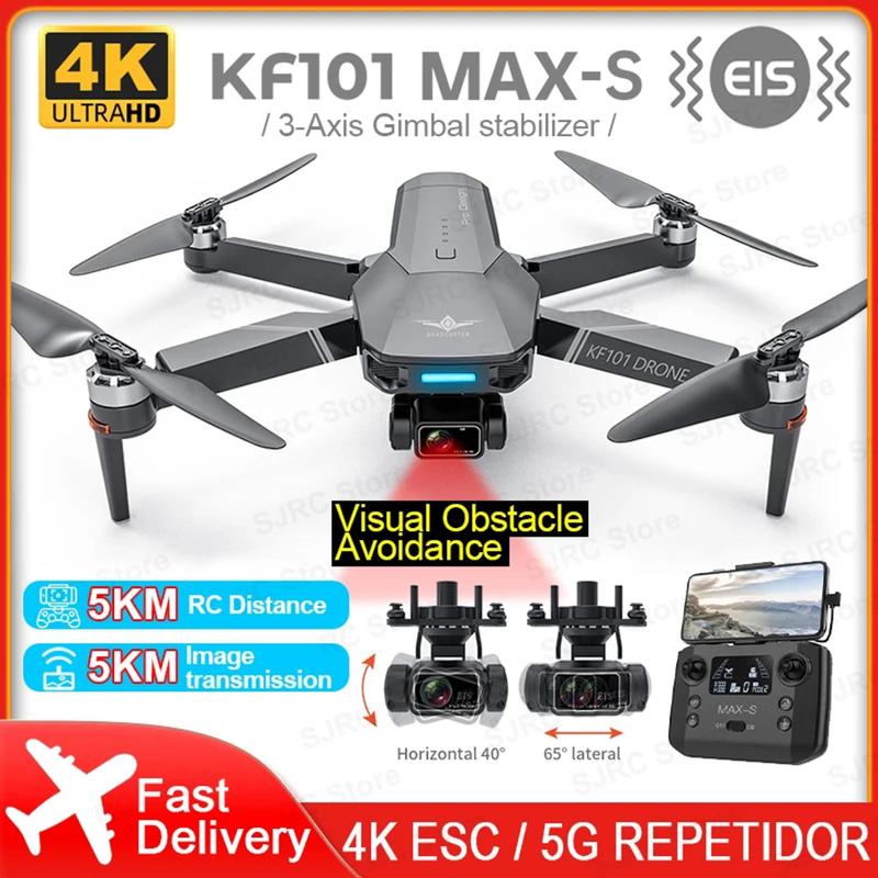 Drone KF101 Max-S Câmera 4k GPS 5km Gimbal 3 Eixos Retorno Automático + Maleta+ 2 BATERIAS