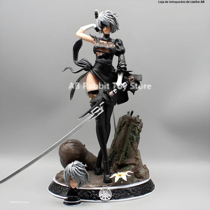 Figura de Ação Nier Automata 2B - 33cm - 2 Cabeças - Bonecos