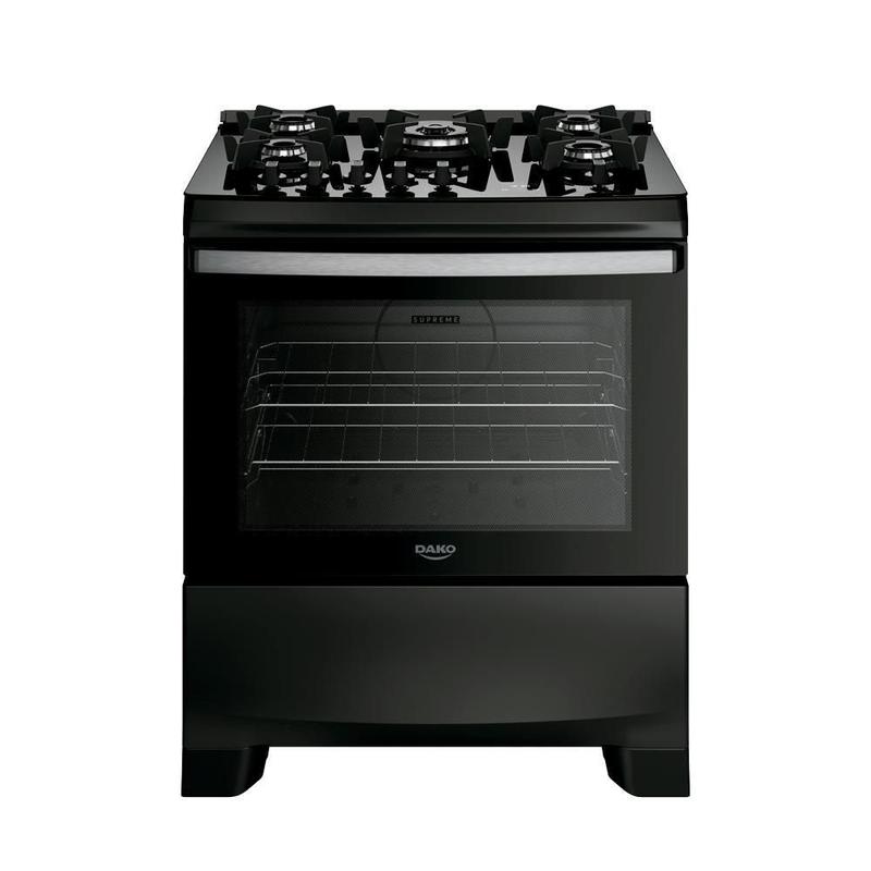 Fogão 5 Bocas Dako Supreme Black Glass Digital Bivolt