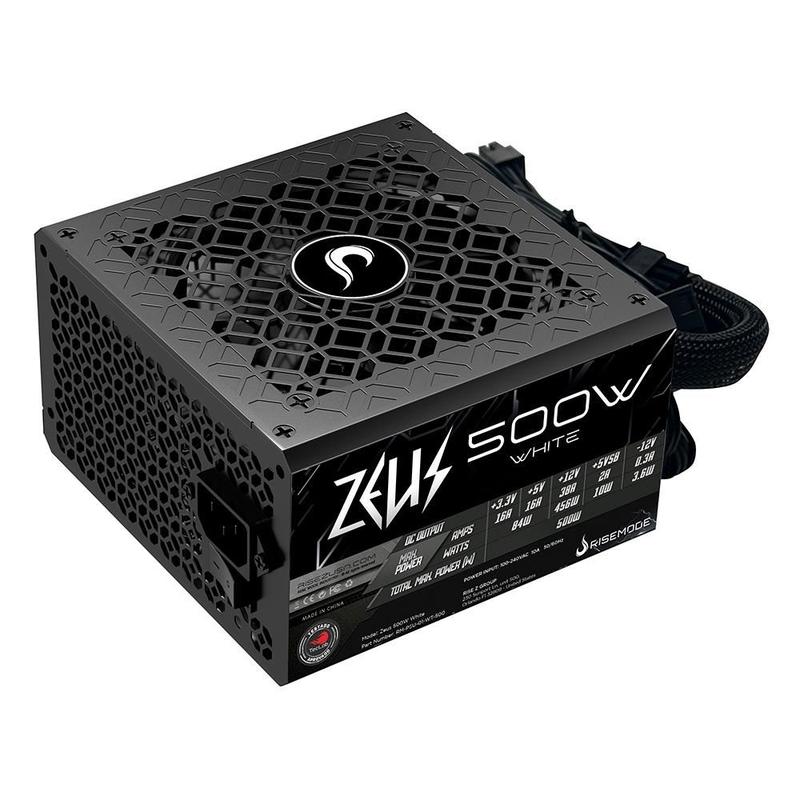 Fonte Gamer Rise Mode Zeus, 500W, PFC Ativo, Preto - RM-PSU-01-WT