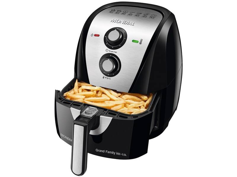 Fritadeira Elétrica Sem Óleo Mondial Grand Family 5,5 Litros Inox