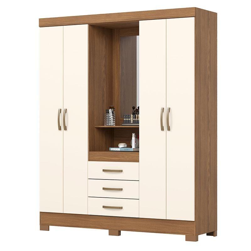 Guarda Roupa 04 portas e 03 Gavetas Nápole B24 Nature Off White