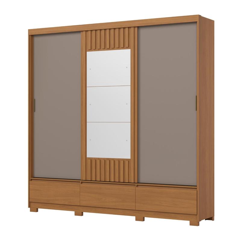 Guarda Roupa Casal 03 Portas Deslizantes Flex com Espelho 03