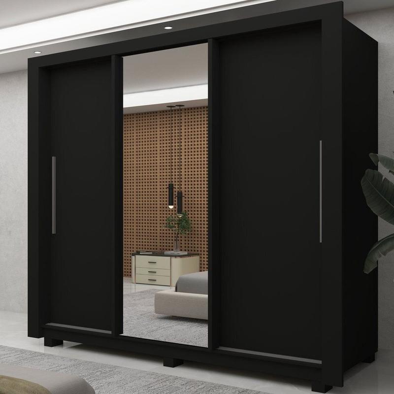 Guarda-Roupa Casal 3 Portas com 2 Gavetas com 1 Porta Espelho com Pés 100% MDF Roma Yescasa