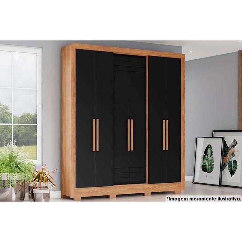 Guarda Roupa Casal 6 Portas e 3 Gavetas c/ Pés Briz B366 Nature